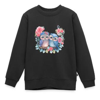 Eule Valentinstag Herz Liebe Geschenkidee Horror - Kinder Premium Organic Sweatshirt - Schwarz - Vorne - AI Model Kid Female (0cm)