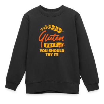 Glutenfrei - Kinder Premium Organic Sweatshirt - Schwarz - Vorne - AI Model Kid Female (0cm)