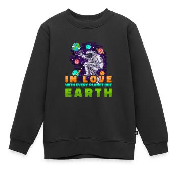 Espace Espace Terre Colonisation de l’espace - Sweat Premium enfant bio - noir - Devant - AI Model Kid Female (0cm)