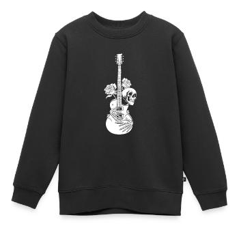 Guitare électrique crâne de guitare électrique - Sweat Premium enfant bio - noir - Devant - AI Model Kid Female (0cm)