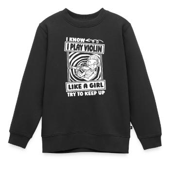 violin fiddle girl - Kids Premium Organic Sweatshirt - black - Front - AI Model Kid Female (0cm)