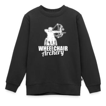 Tir à l’arc Tir à l’arc Archer Fauteuil roulant - Sweat Premium enfant bio - noir - Devant - AI Model Kid Female (0cm)