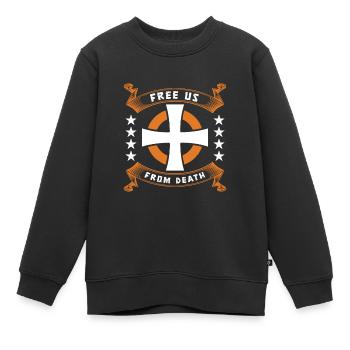 Christ Croix du Christianisme - Sweat Premium enfant bio - noir - Devant - AI Model Kid Female (0cm)