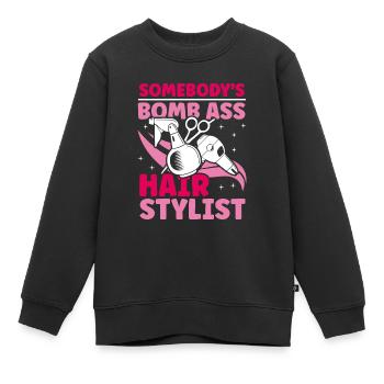 Friseur - Kinder Premium Organic Sweatshirt - Schwarz - Vorne - AI Model Kid Female (0cm)