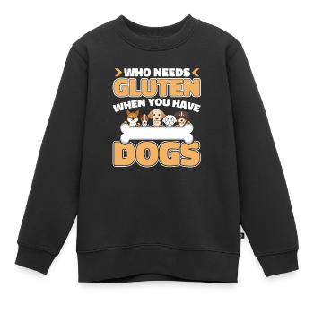 Chiens sans gluten - Sweat Premium enfant bio - noir - Devant - AI Model Kid Female (0cm)