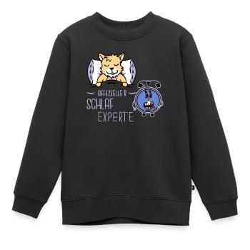 Wecker Getriebe Uhrzeit Katze Bett schlafen müde - Kinder Premium Organic Sweatshirt - Schwarz - Vorne - AI Model Kid Female (0cm)