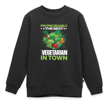 Vegetarisch Vegetarier Humor - Kinder Premium Organic Sweatshirt - Schwarz - Vorne - AI Model Kid Female (0cm)