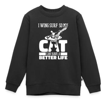 Wing Surf Wing Foil - Kinder Premium Organic Sweatshirt - Schwarz - Vorne - AI Model Kid Female (0cm)