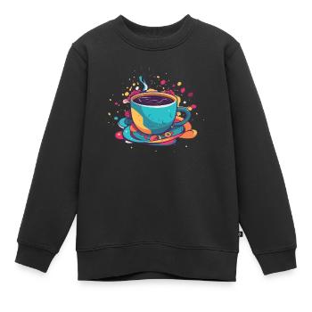 Tasse de café - Sweat Premium enfant bio - noir - Devant - AI Model Kid Female (0cm)
