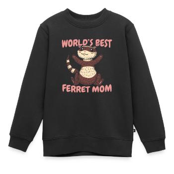 Mère putois furet - Sweat Premium enfant bio - noir - Devant - AI Model Kid Female (0cm)
