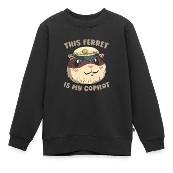 Copilote du putois furet - Sweat Premium enfant bio - noir - Devant - AI Model Kid Female (0cm)