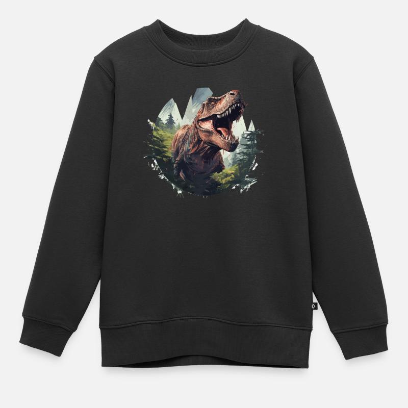 T-Rex - Kinder Premium Organic Sweatshirt - Schwarz