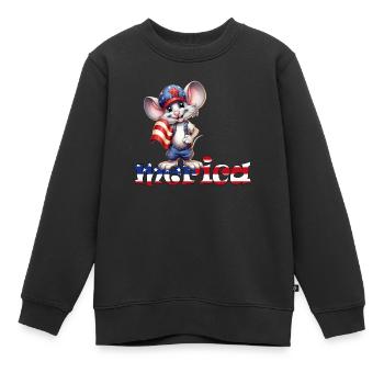 Maus Amerika Stars and Stripes Baseball 4. Juli - Kinder Premium Organic Sweatshirt - Schwarz - Vorne - AI Model Kid Female (0cm)