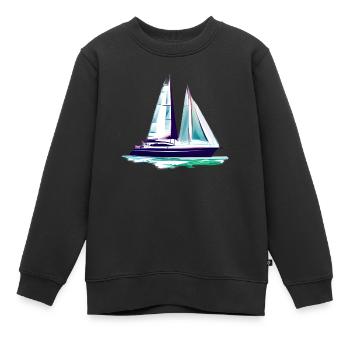 Sailing Ship Sailing Sailing Sailing Sailing Boat - Kids Premium Organic Sweatshirt - black - Front - AI Model Kid Female (0cm)