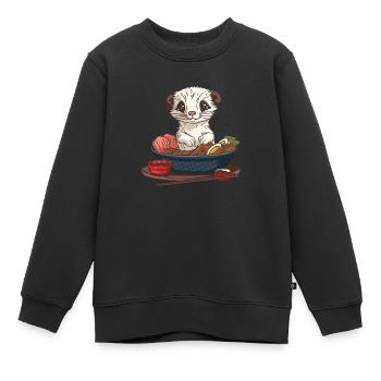 Ramen putois furet - Sweat Premium enfant bio - noir - Devant - AI Model Kid Female (0cm)