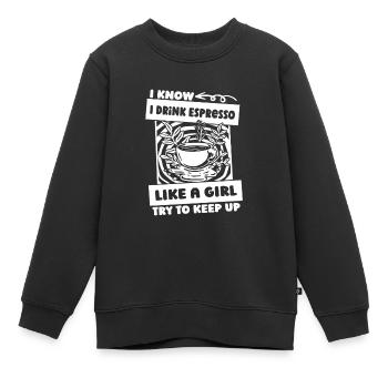 Kaffee Espresso - Kinder Premium Organic Sweatshirt - Schwarz - Vorne - AI Model Kid Female (0cm)