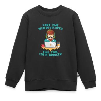 Développeur Web Café du développeur Web - Sweat Premium enfant bio - noir - Devant - AI Model Kid Female (0cm)