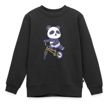 Großer Panda Pandabär Fahrrad - Kinder Premium Organic Sweatshirt - Schwarz - Vorne - AI Model Kid Female (0cm)