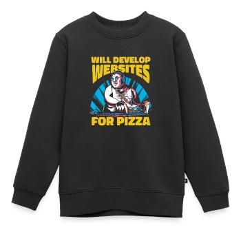 Web Developer Web Developer Pizza - Kids Premium Organic Sweatshirt - black - Front - AI Model Kid Female (0cm)