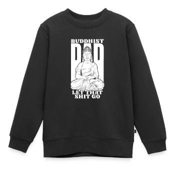 Papa bouddhiste Bouddha - Sweat Premium enfant bio - noir - Devant - AI Model Kid Female (0cm)