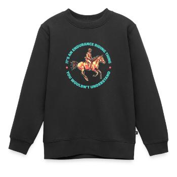 Équitation équestre cool Endurance - Sweat Premium enfant bio - noir - Devant - AI Model Kid Female (0cm)