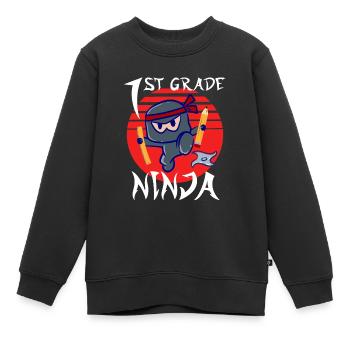 1st Grade Ninja School Beginner First Grader - Kids Premium Organic Sweatshirt - black - Front - AI Model Kid Female (0cm)