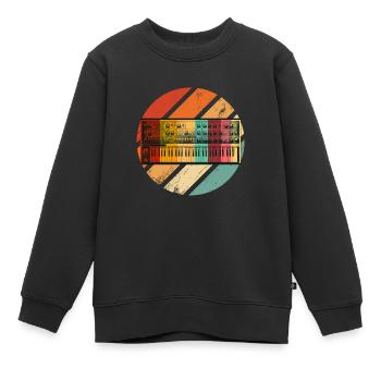 synthesizer Retro Synth elektronische Musik - Kinder Premium Organic Sweatshirt - Schwarz - Vorne - AI Model Kid Female (0cm)