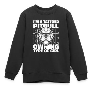 Pitbull Tattooed Pitbull Ban - Kids Premium Organic Sweatshirt - black - Front - AI Model Kid Female (0cm)