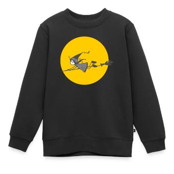 Petite sorcière volante - Sweat Premium enfant bio - noir - Devant - AI Model Kid Female (0cm)