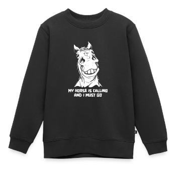 Équitation équestre d’endurance - Sweat Premium enfant bio - noir - Devant - AI Model Kid Female (0cm)