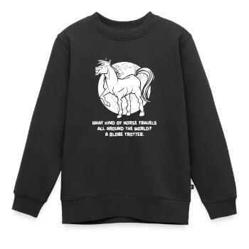 Équitation équestre d’endurance - Sweat Premium enfant bio - noir - Devant - AI Model Kid Female (0cm)