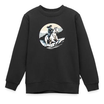 Équitation équestre d’endurance - Sweat Premium enfant bio - noir - Devant - AI Model Kid Female (0cm)