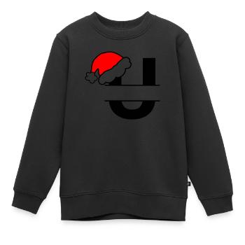 Alphabet Noël Lettre U a personnaliser - Sweat Premium enfant bio - noir - Devant - AI Model Kid Female (0cm)