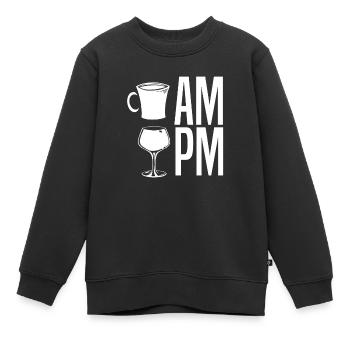 Coffee Cafe Coffee Wine Am Pm - Kids Premium Organic Sweatshirt - black - Front - AI Model Kid Female (0cm)