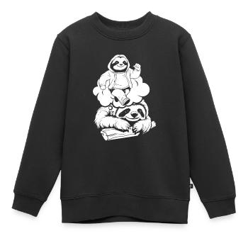 Faultier Witzig - Kinder Premium Organic Sweatshirt - Schwarz - Vorne - AI Model Kid Female (0cm)