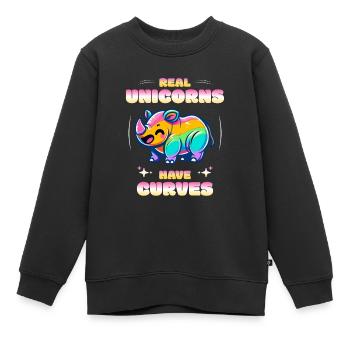 Les vraies licornes ont des courbes Licorne rhinocéros - Sweat Premium enfant bio - noir - Devant - AI Model Kid Female (0cm)