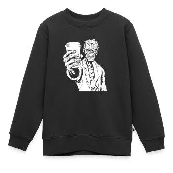 Café Café Halloween Zombie Main - Sweat Premium enfant bio - noir - Devant - AI Model Kid Female (0cm)