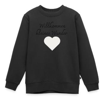 Willkommen kleines Wunder Aufdruck - Kinder Premium Organic Sweatshirt - Schwarz - Vorne - AI Model Kid Female (0cm)