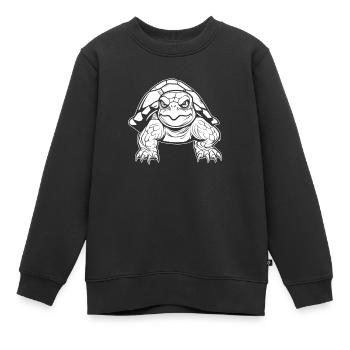 Tortue en colère - Sweat Premium enfant bio - noir - Devant - AI Model Kid Female (0cm)