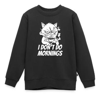 Café Café Chat Je Ne Fais Pas De Matins - Sweat Premium enfant bio - noir - Devant - AI Model Kid Female (0cm)