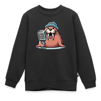 Walrus à l’antenne - Sweat Premium enfant bio - noir - Devant - AI Model Kid Female (0cm)
