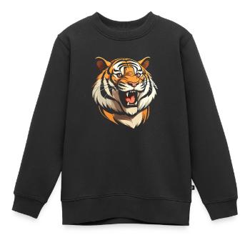 Tigre souriant - Sweat Premium enfant bio - noir - Devant - AI Model Kid Female (0cm)