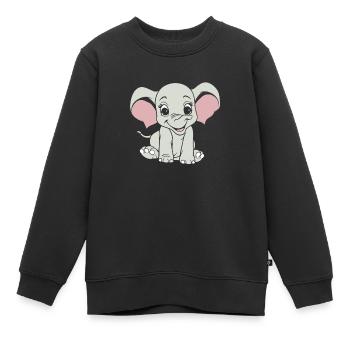 Éléphant souriant - Sweat Premium enfant bio - noir - Devant - AI Model Kid Female (0cm)