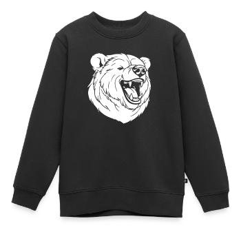 Ours Brun Ours Souriant - Sweat Premium enfant bio - noir - Devant - AI Model Kid Female (0cm)