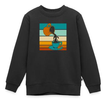 Kaffee Cafe - Kinder Premium Organic Sweatshirt - Schwarz - Vorne - AI Model Kid Female (0cm)