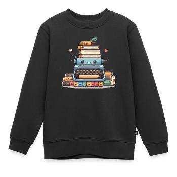 The Word Weaver - Kids Premium Organic Sweatshirt - black - Front - AI Model Kid Female (0cm)