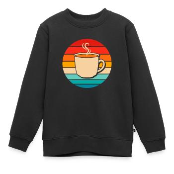Kaffee Cafe - Kinder Premium Organic Sweatshirt - Schwarz - Vorne - AI Model Kid Female (0cm)