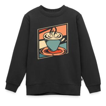 Kaffee Cafe - Kinder Premium Organic Sweatshirt - Schwarz - Vorne - AI Model Kid Female (0cm)
