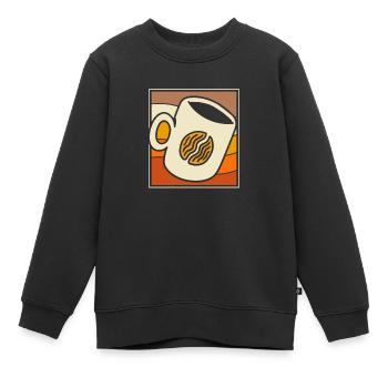 Kaffee Cafe - Kinder Premium Organic Sweatshirt - Schwarz - Vorne - AI Model Kid Female (0cm)