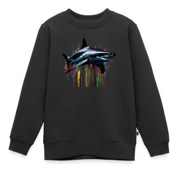 Art de la peinture de requin coloré - Sweat Premium enfant bio - noir - Devant - AI Model Kid Female (0cm)